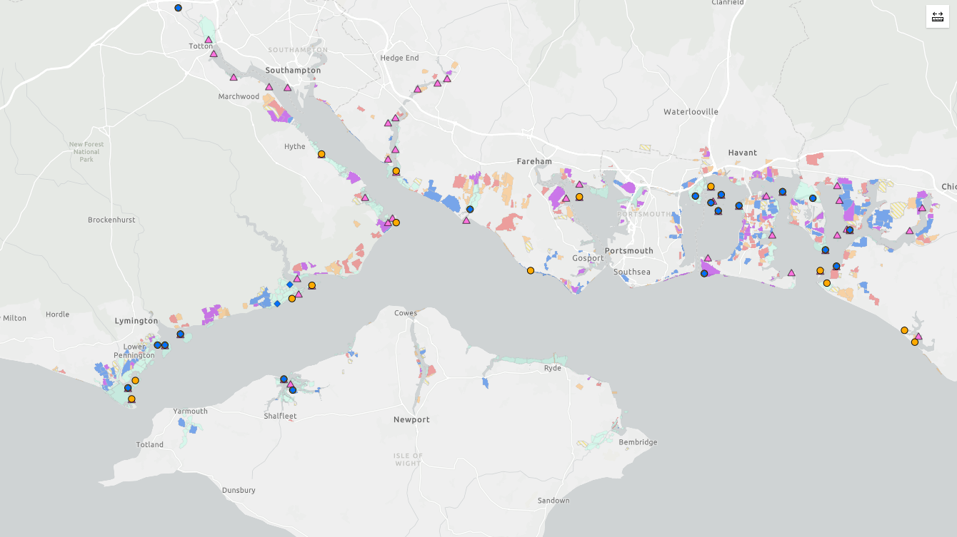 Important bird sites in the Solent